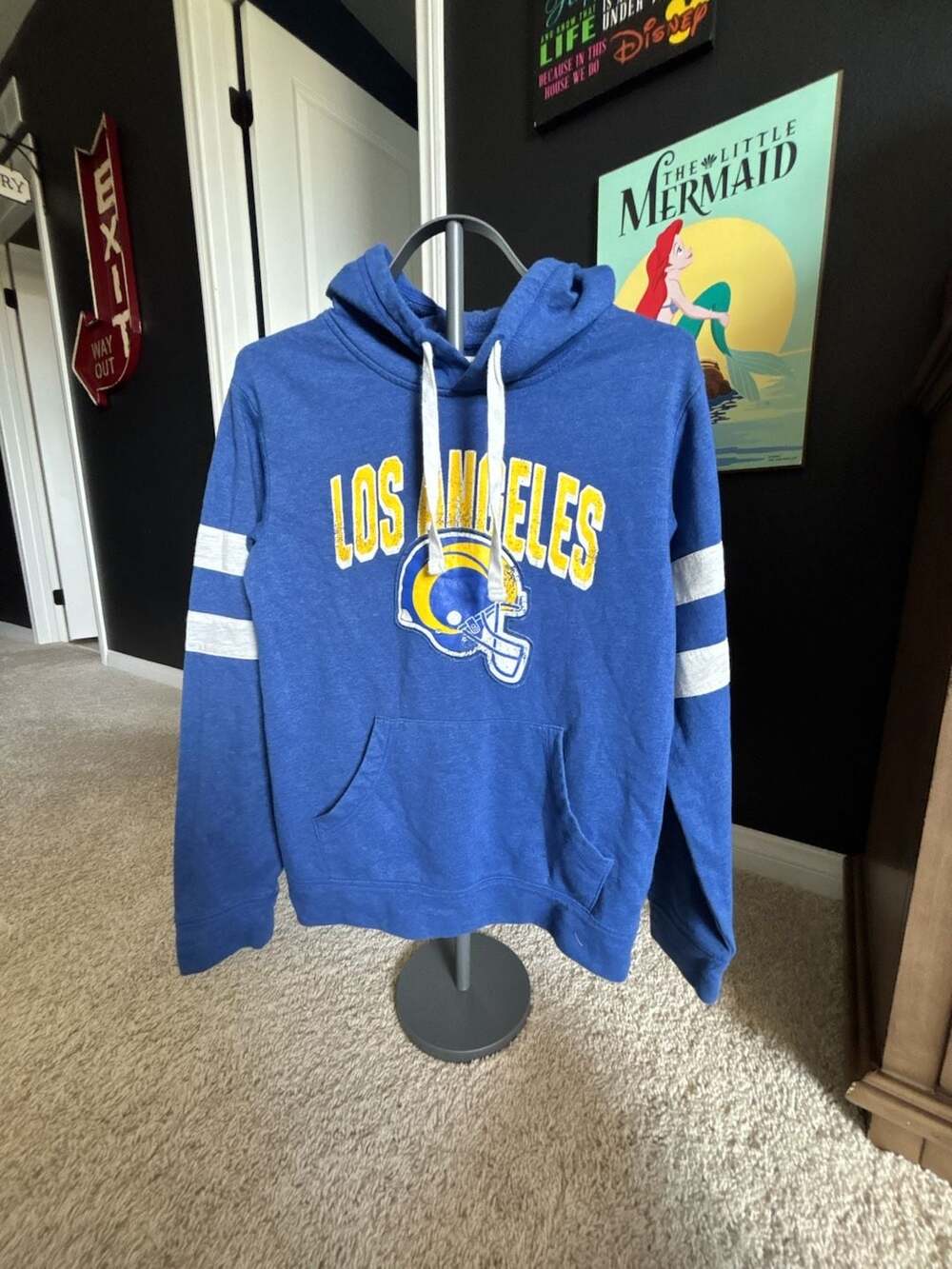 Los Angeles Rams NFL Vintage Style Pullover Hoodie with Helmet Graphic